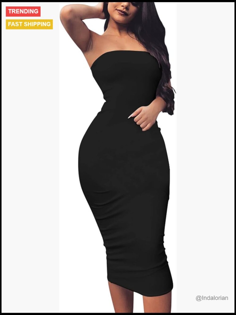 Sleeveless Tube Top Bodycon Midi Club Dress